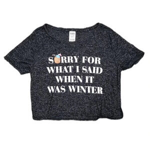 Pink Victoria's Secret Gray Cropped Funny Sleep Shirt S